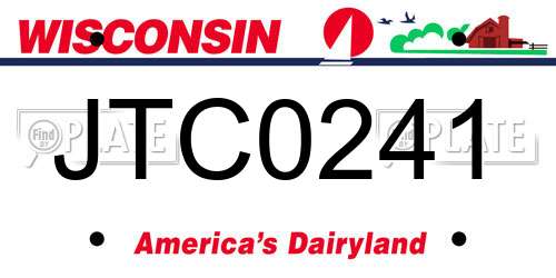 JTC0241 Wisconsin License Plate