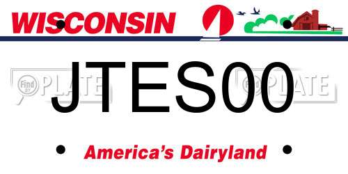 JTES00 Wisconsin License Plate