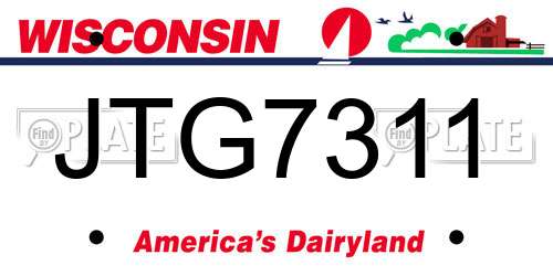 JTG7311 Wisconsin License Plate