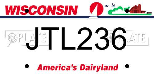 JTL236 Wisconsin License Plate