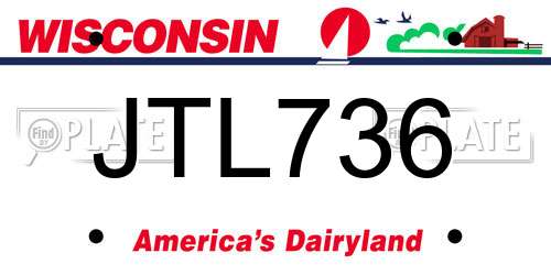 JTL736 Wisconsin License Plate