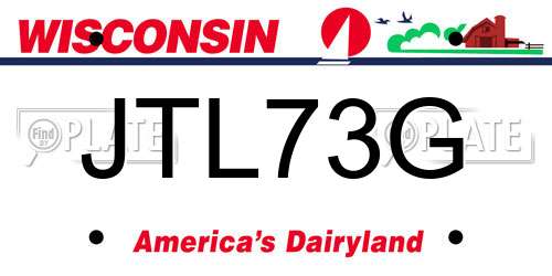 JTL73G Wisconsin License Plate