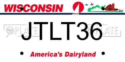 JTLT36 Wisconsin License Plate