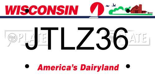 JTLZ36 Wisconsin License Plate
