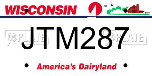 JTM287 Wisconsin License Plate