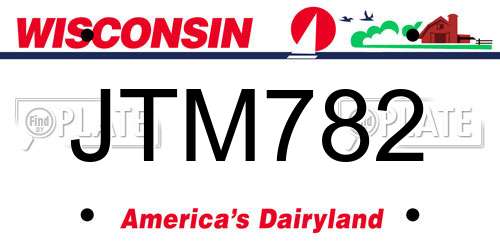JTM782 Wisconsin License Plate