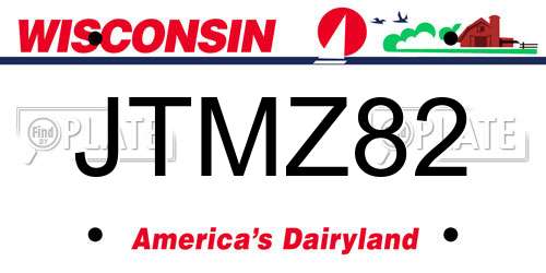 JTMZ82 Wisconsin License Plate