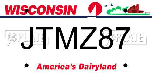 JTMZ87 Wisconsin License Plate
