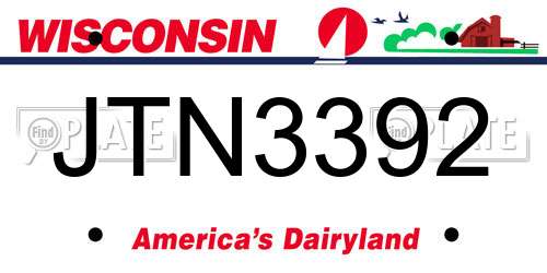 JTN3392 Wisconsin License Plate