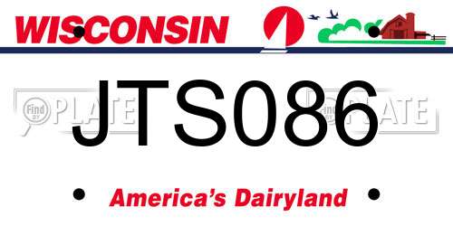JTS086 Wisconsin License Plate