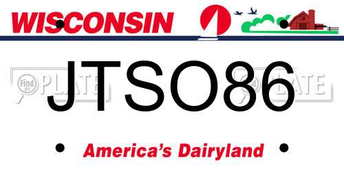 JTSO86 Wisconsin License Plate