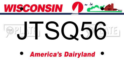 JTSQ56 Wisconsin License Plate