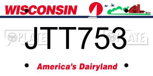 JTT753 Wisconsin License Plate