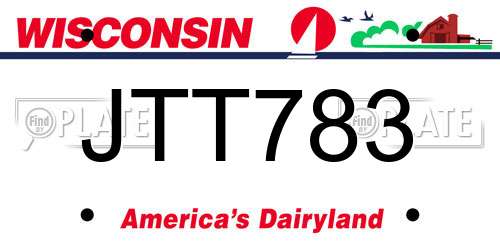 JTT783 Wisconsin License Plate