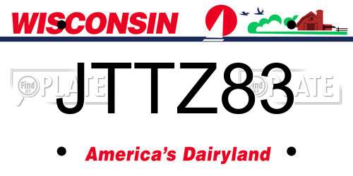 JTTZ83 Wisconsin License Plate