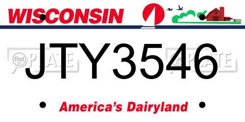 JTY3546 Wisconsin License Plate