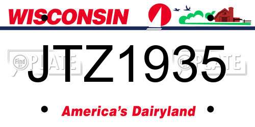 JTZ1935 Wisconsin License Plate