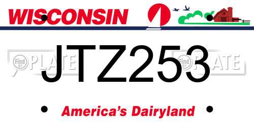 JTZ253 Wisconsin License Plate