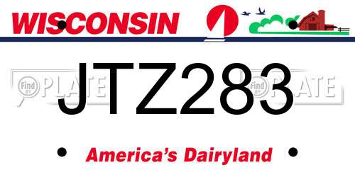 JTZ283 Wisconsin License Plate