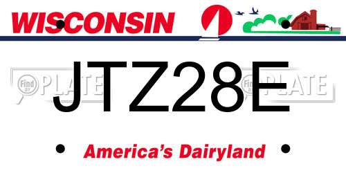 JTZ28E Wisconsin License Plate