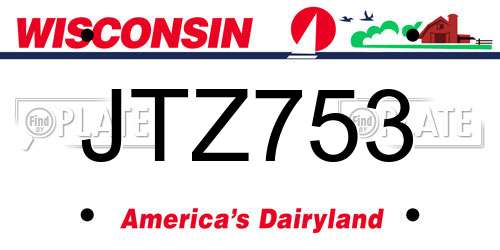 JTZ753 Wisconsin License Plate