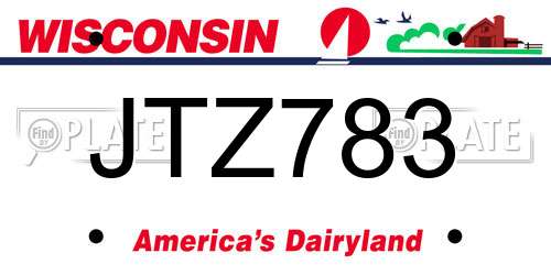 JTZ783 Wisconsin License Plate