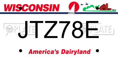JTZ78E Wisconsin License Plate