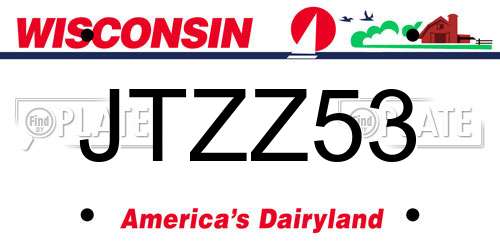 JTZZ53 Wisconsin License Plate