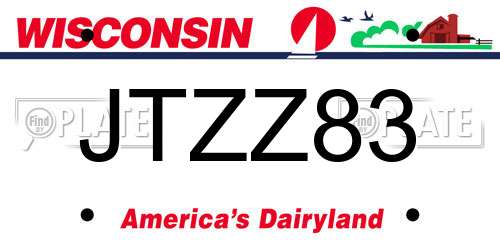 JTZZ83 Wisconsin License Plate