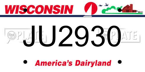 JU2930 Wisconsin License Plate