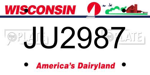 JU2987 Wisconsin License Plate