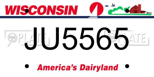 JU5565 Wisconsin License Plate