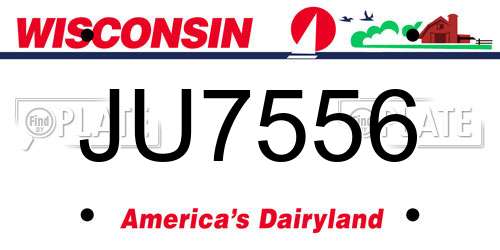 JU7556 Wisconsin License Plate