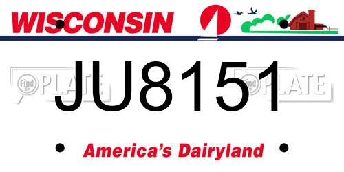 JU8151 Wisconsin License Plate