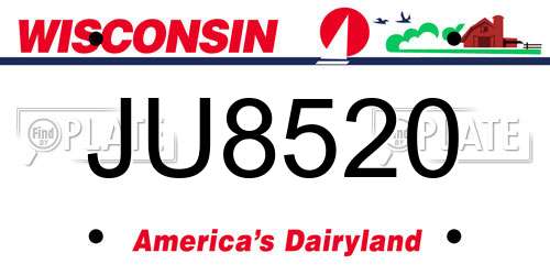 JU8520 Wisconsin License Plate