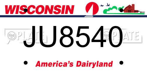 JU8540 Wisconsin License Plate