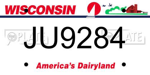 JU9284 Wisconsin License Plate