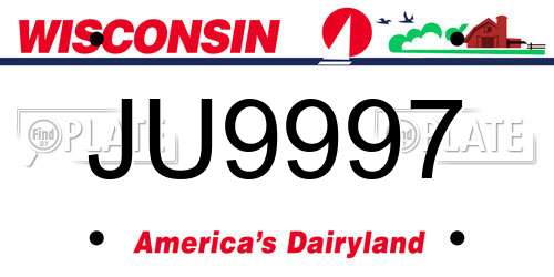 JU9997 Wisconsin License Plate