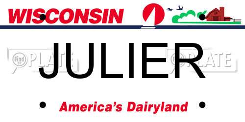 JULIER Wisconsin License Plate