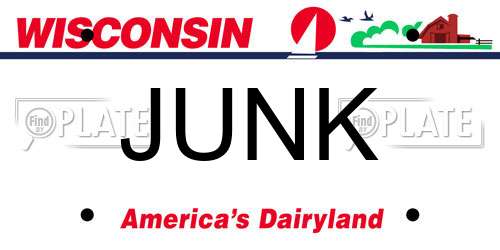 JUNK Wisconsin License Plate