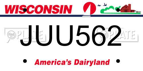 JUU562 Wisconsin License Plate