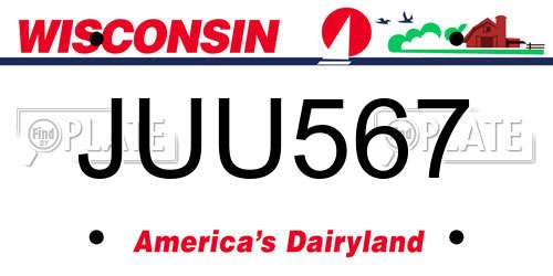 JUU567 Wisconsin License Plate