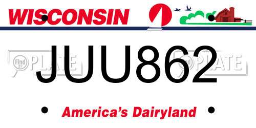 JUU862 Wisconsin License Plate