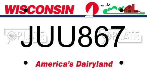 JUU867 Wisconsin License Plate