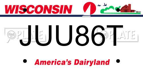 JUU86T Wisconsin License Plate