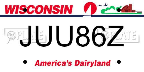 JUU86Z Wisconsin License Plate