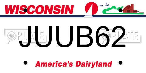 JUUB62 Wisconsin License Plate