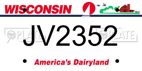 JV2352 Wisconsin License Plate