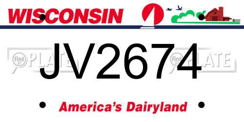 JV2674 Wisconsin License Plate