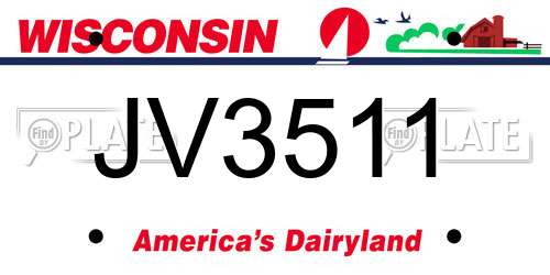 JV3511 Wisconsin License Plate